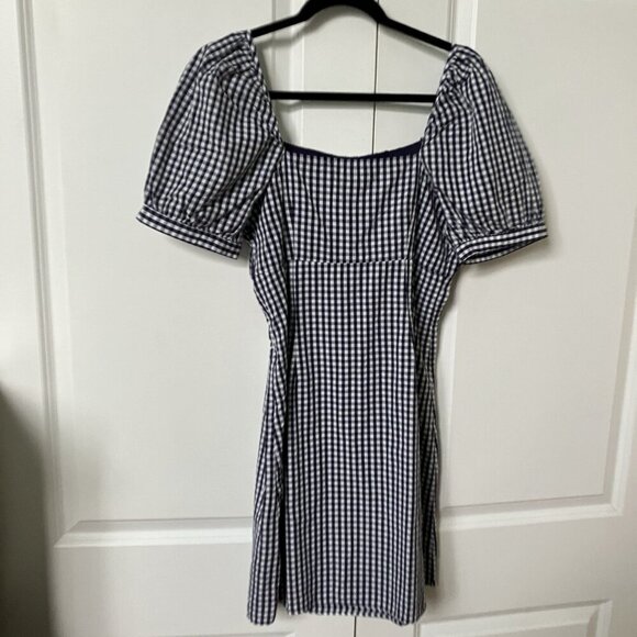 Anthropologie Forever That Girl Mini Dress Womens 8 Puff Sleeve Gingham Picnic - Picture 5 of 11